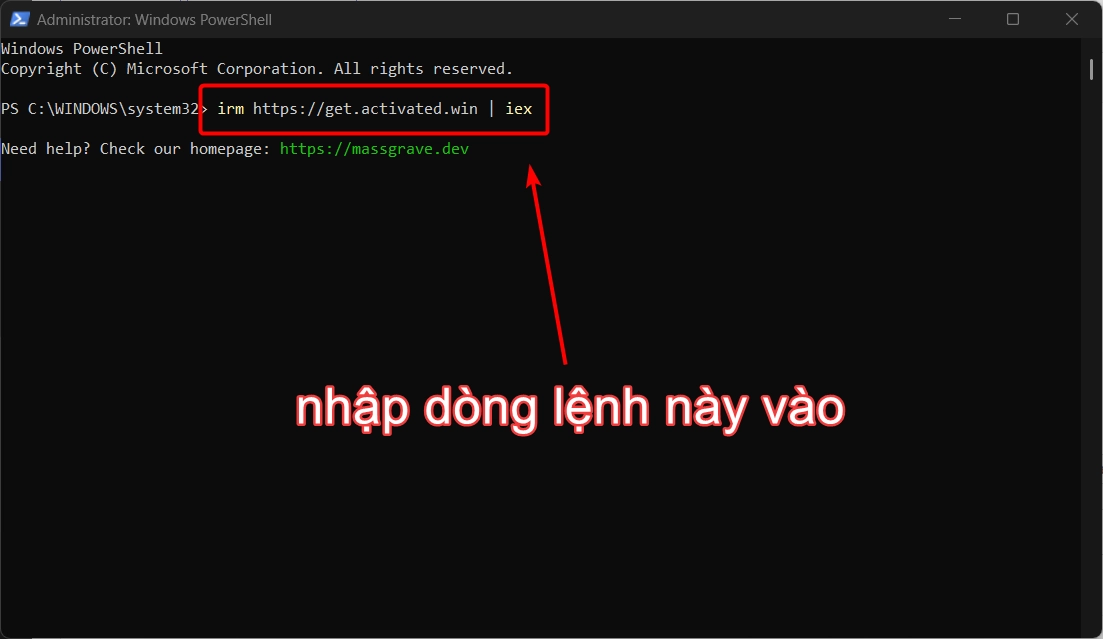 Nhập dòng lệnh active Office vào cmd
