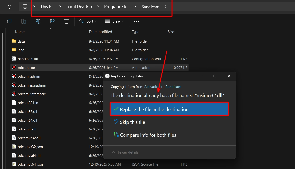 Coppy file dll vào thư mục gốc