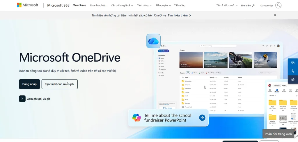 Dịch vụ lữu trữ đám mây OneDrive