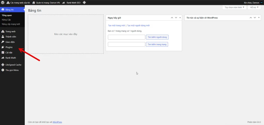 Vào mục Plugin của website