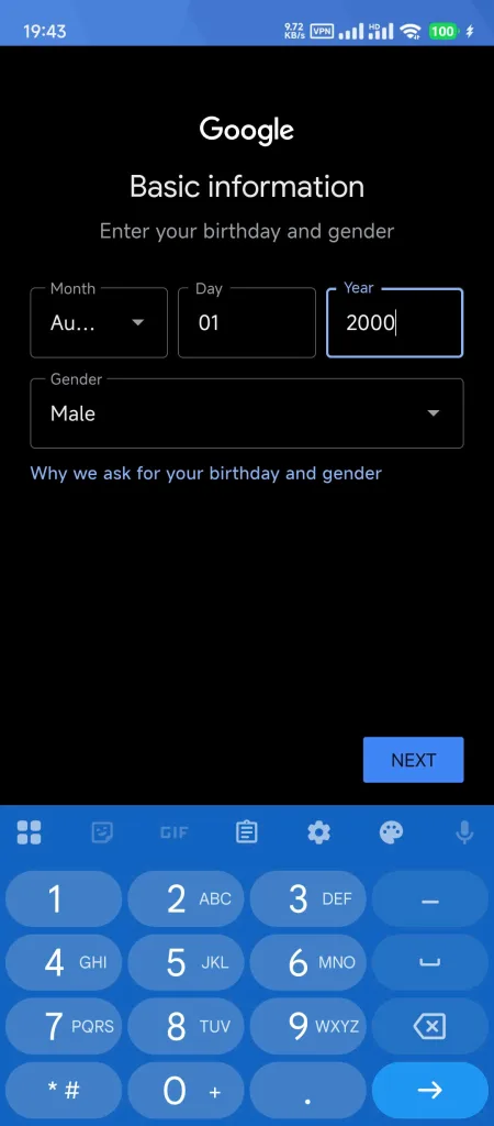 Cách Tạo Tài Khoản Gmail Không Cần Số Điện Thoại Mới Nhất 2025 Điền năm sinh tài khoản Google la 2000