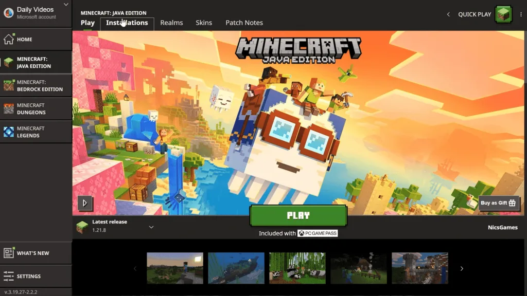 Cập nhật Minecraft khi dùng mod