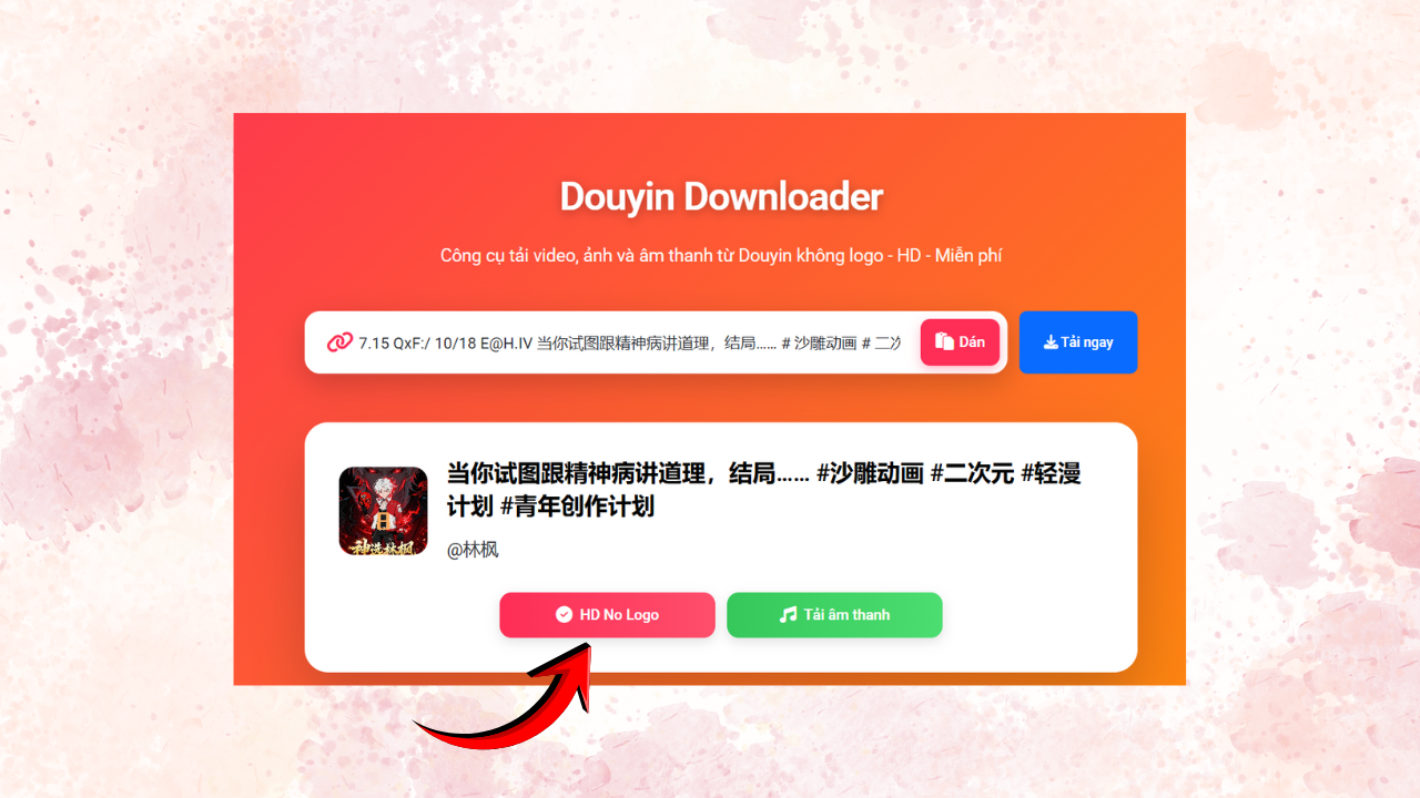 Ấn để tải video Douyn về máy