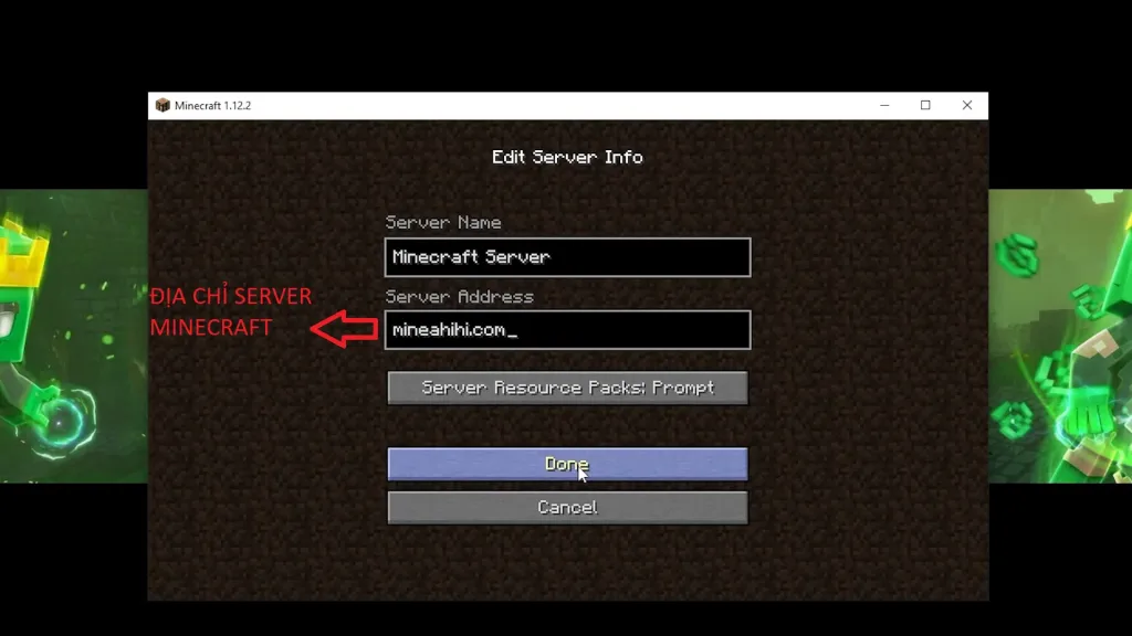 Nhâp IP để tham giao server Minecraft