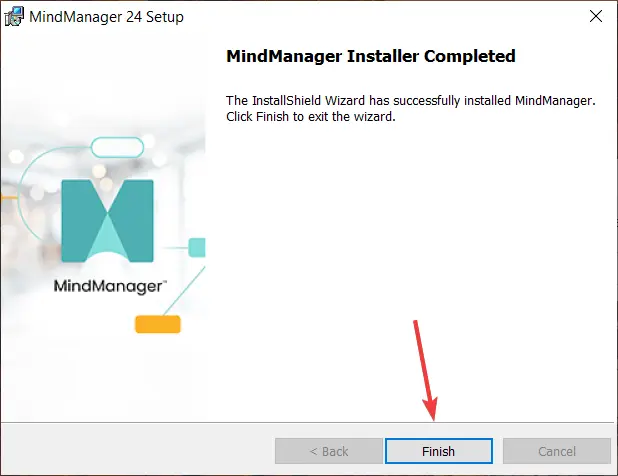 Tải Mindjet MindManager Full tính năng vĩnh viễn Ấn Finish để đóng cửa sổ cài đặt MindjetMindManager