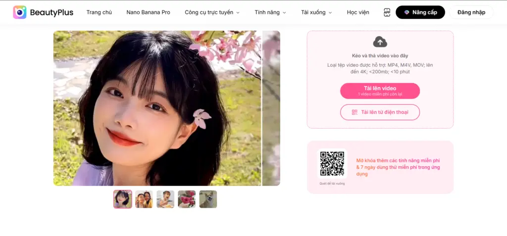 Beauty Plus làm nét video online