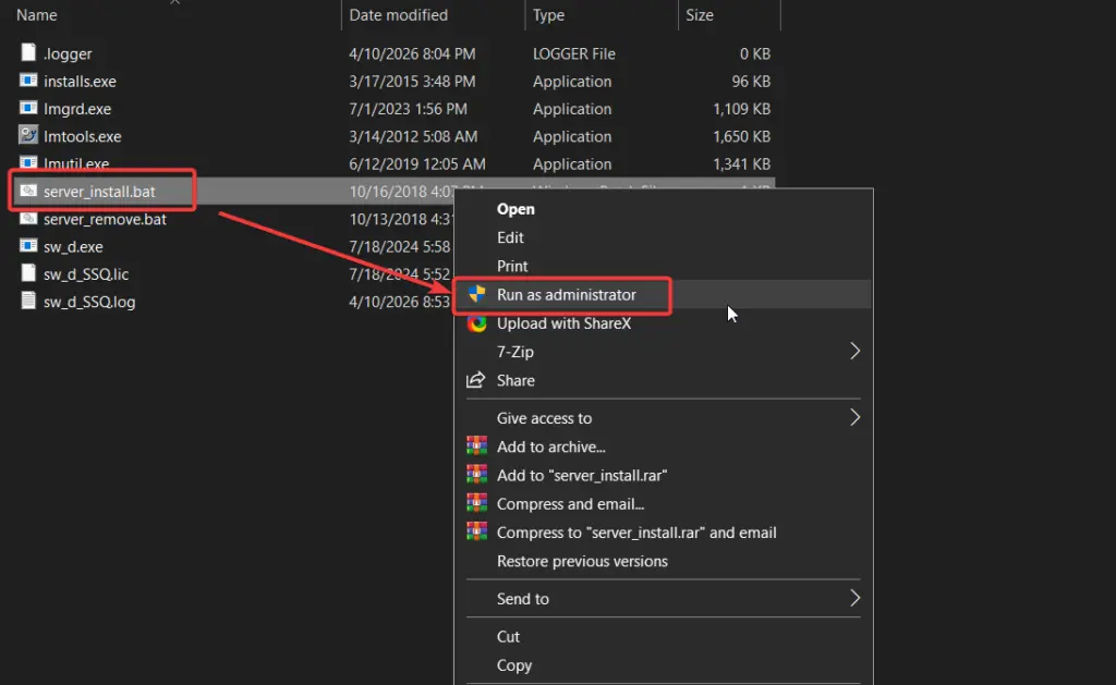 Chạy file server install với quyền quản trị