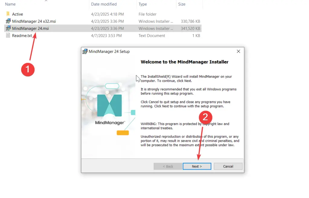 Tải Mindjet MindManager Full tính năng vĩnh viễn Chạy file setup MindManager 24.msi