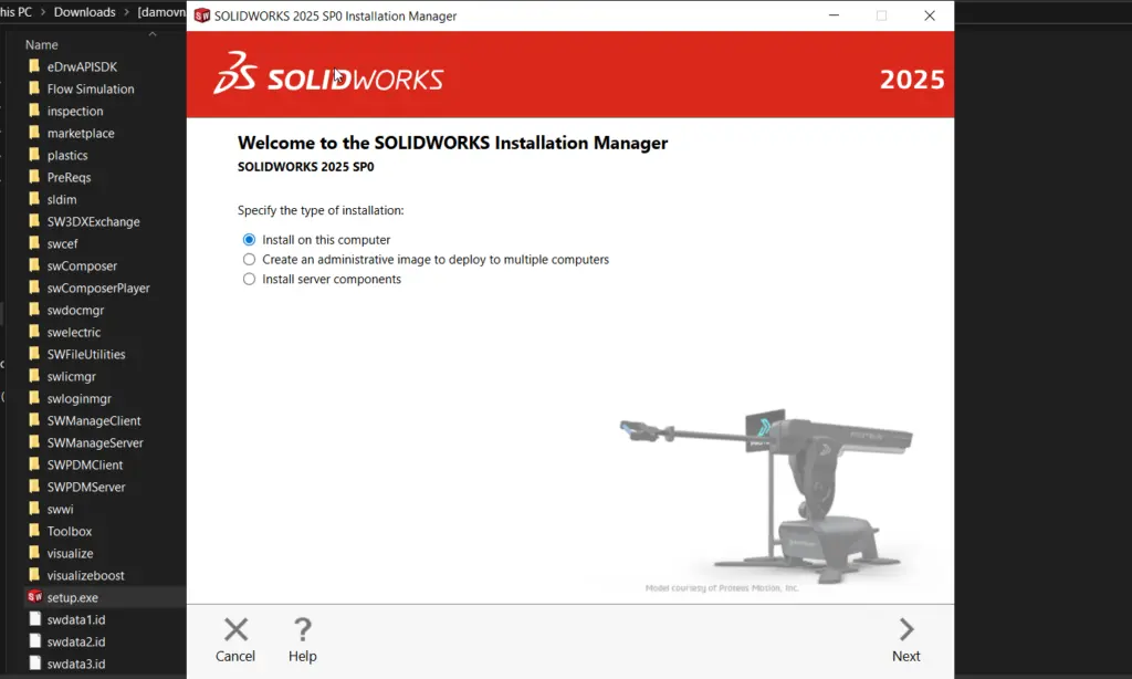 Ấn Install on this computor sau đó ấn next