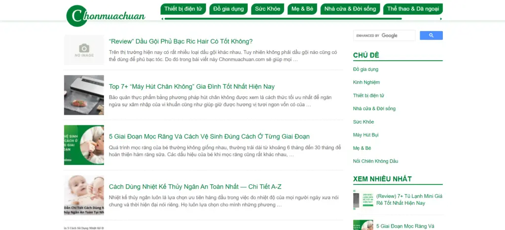 Chomuachuan đánh giá các sản gia dụng