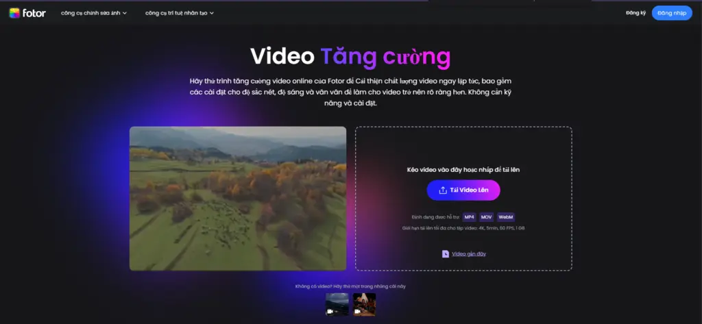 Fotor tăng chất lượng video