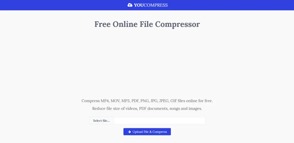 TOP 7 trang web nén video online miễn phí giữ nguyên chất lượng YouCompress nén video, ảnh