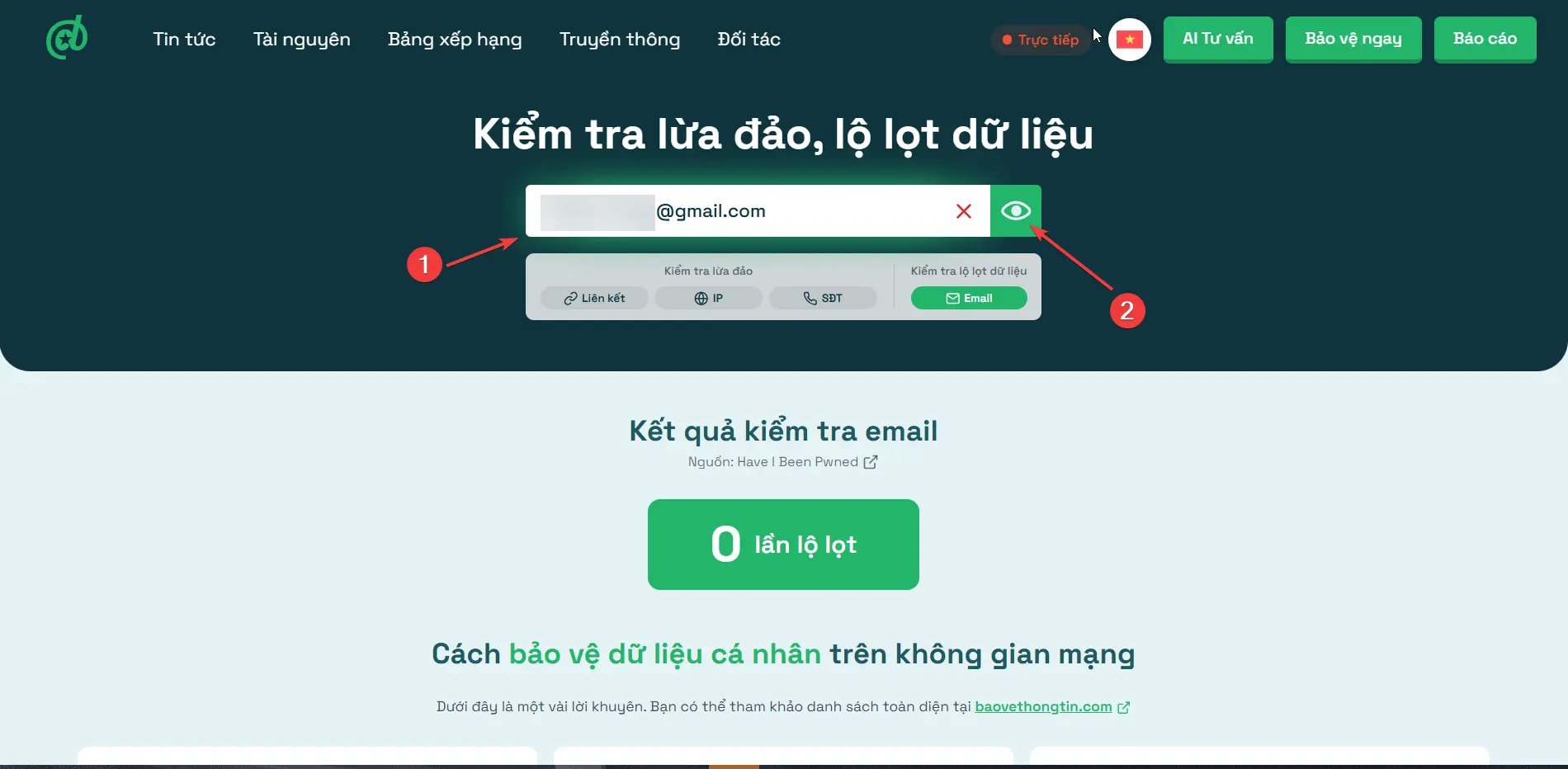 Kiểm tra độ lọt dữ liệu trên Internet