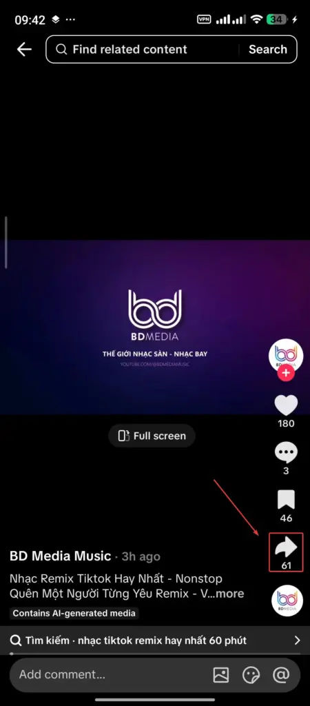 Sao chép link video Tiktok cần lấy nhạc