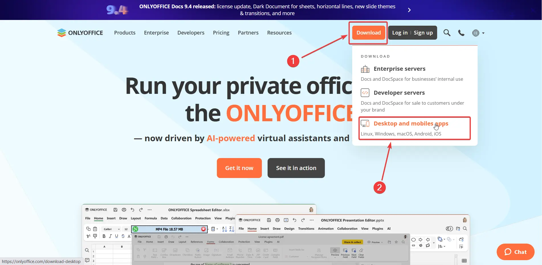 Phần mềm ONLYOFFICE - Giải pháp thay thế Microsoft Office miễn phí Truy cập website ONLYOFFICE