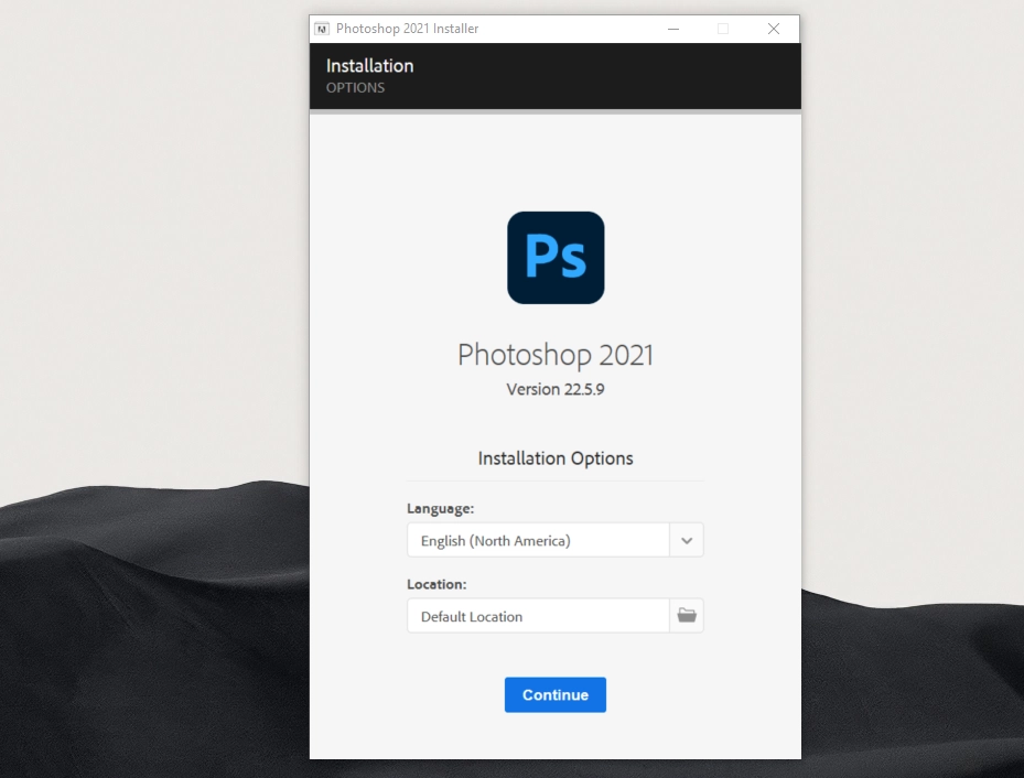 Tuỳ chọn ngôn ngữ và nơi cài đặt Photoshop 2026