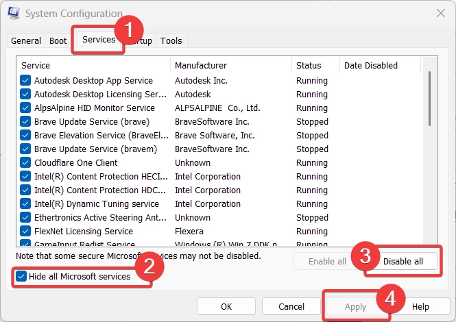 3 Cách sửa lỗi NETAPI32.dll trên Windows chi tiết Dừng các dịch vụ bên thứ ba