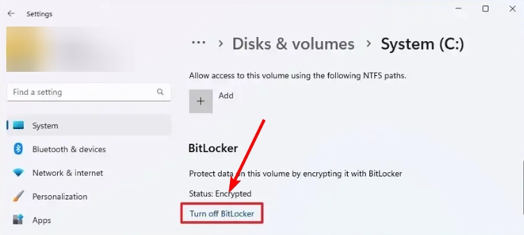 Cách sao lưu khóa khôi phục BitLocker trên Windows 11 Ấn vào turn off bitlocker