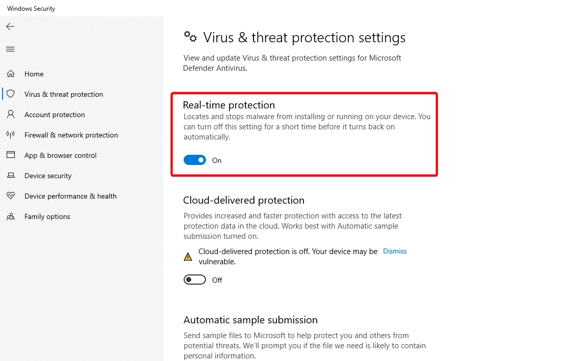 Windows Security có tốt không? Có cần cài thêm phần mềm diệt virus khác? Kiểm tra Real time protection