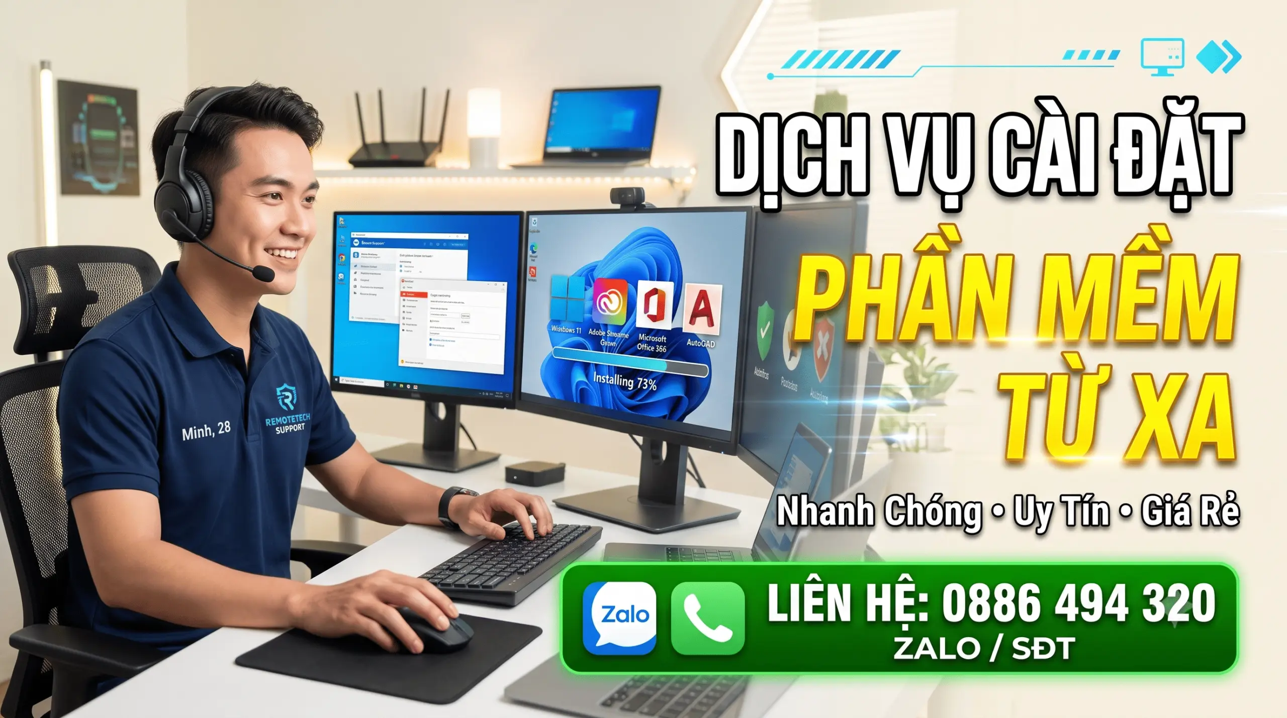 Liên hệ ngay để sử dụng dịch vụ vụ cài đặt phần mềm từ xa