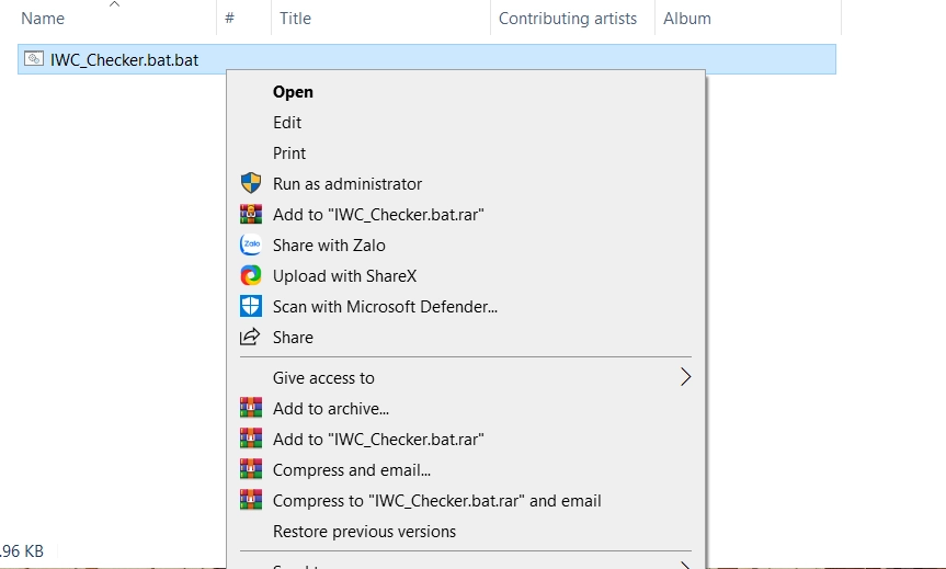 Chạy file công cụ với quyền Admin