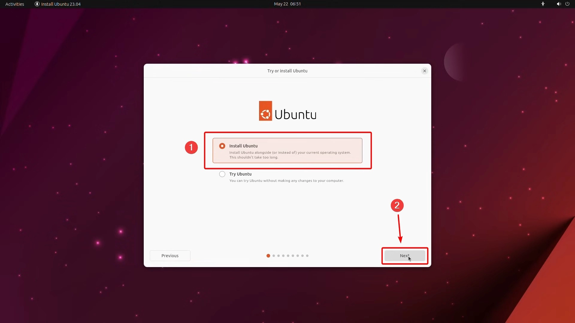 Ấn Install để cài đặt Ubuntu