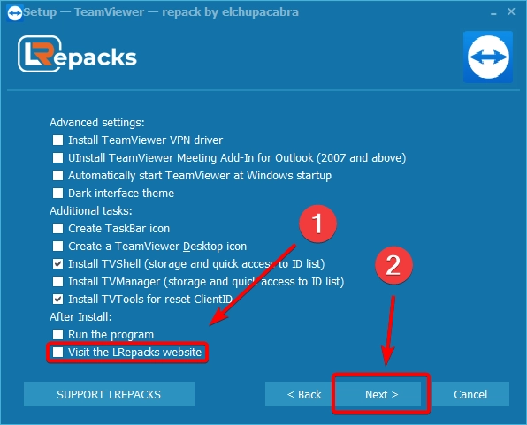 Tải và cài đặt TeamViewer 15.37 full tính năng miễn phí Bỏ tick chọn và ấn Next
