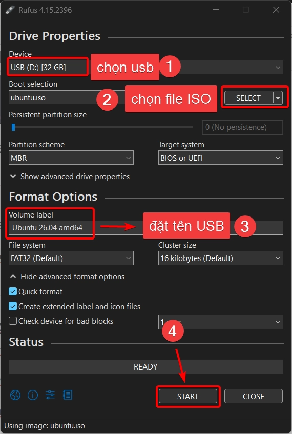 Các bước tạo USB bằng Rufus