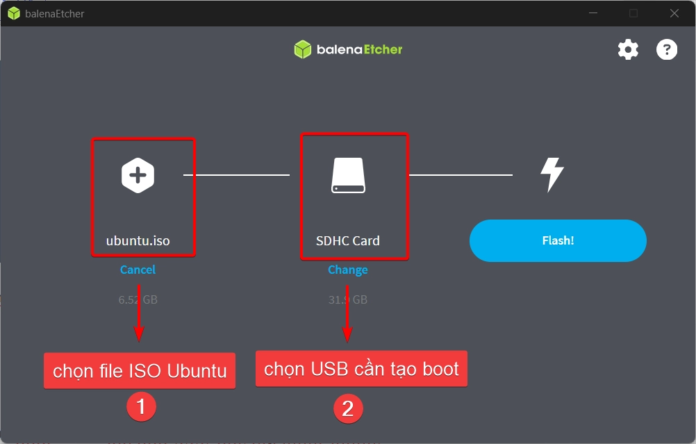 Các bước tạo USB Ubuntu bằng Etcher