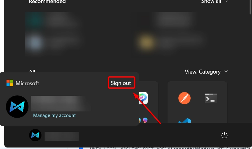 Đăng xuất khỏi tải khoản Windows