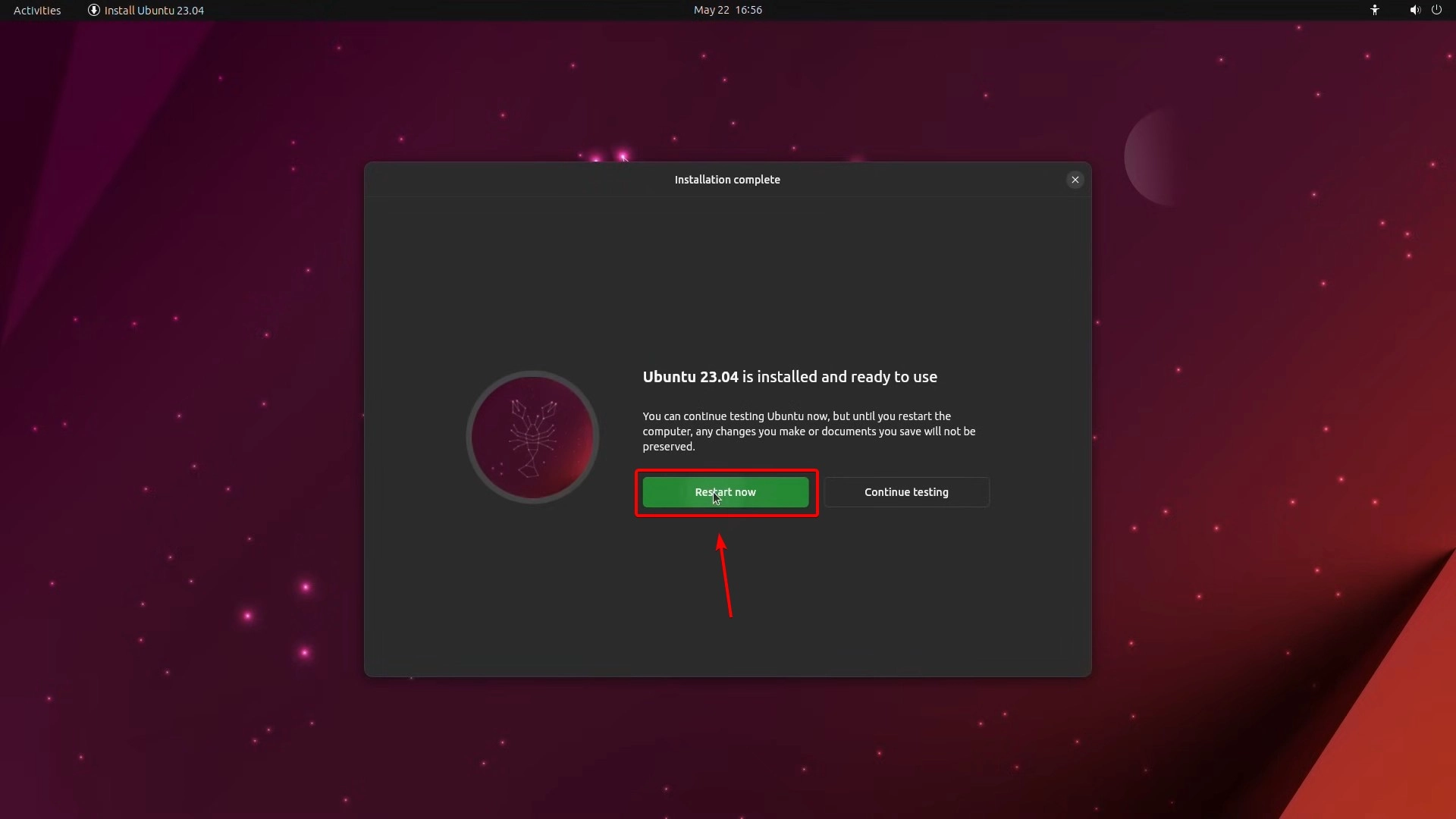 Khởi động lại Ubuntu