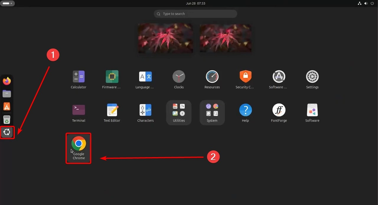 Mở Chrome trên Ubuntu