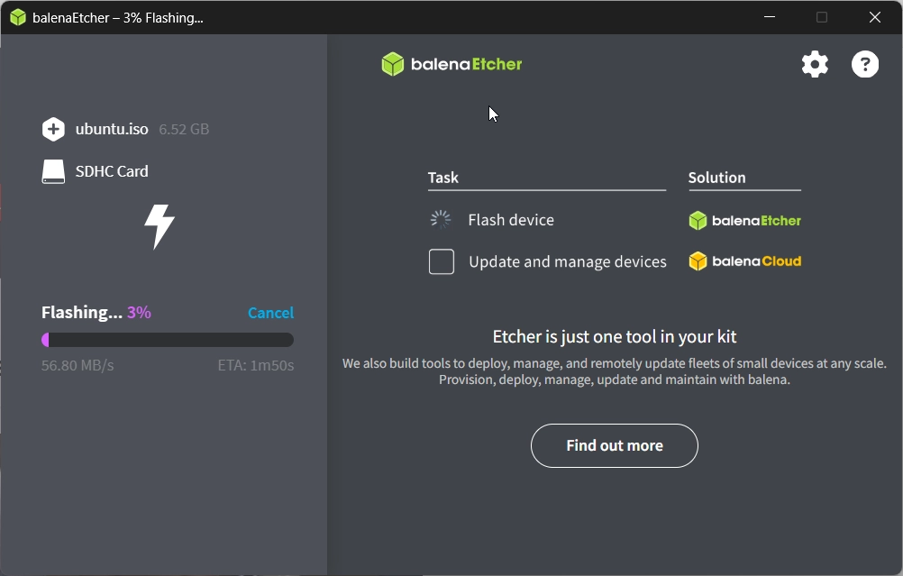 Quá trình tạo USB cài Ubuntu trên Etcher
