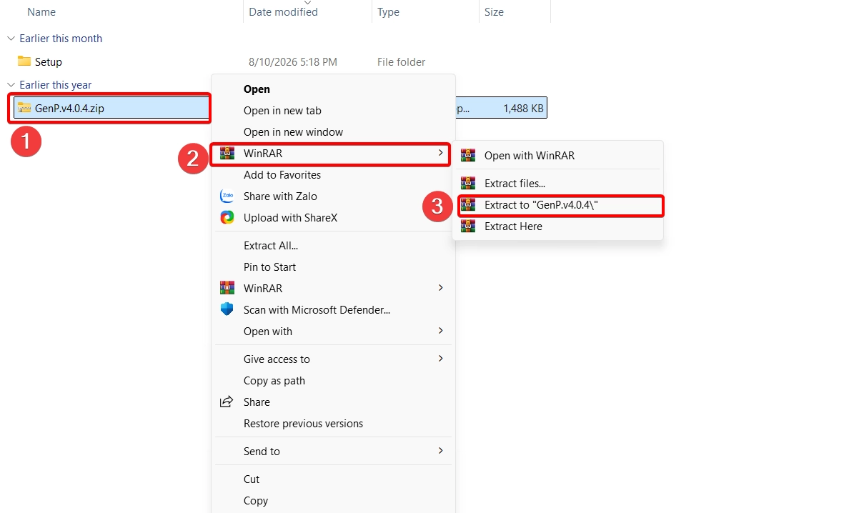 Giải nén thư mục GenP Adobe InDesign 2026