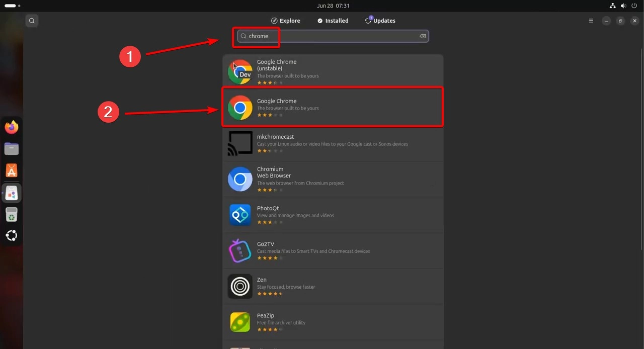 Tìm chrome trên Ubuntu